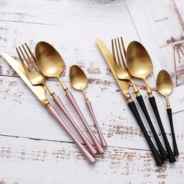 Dinnerware Sets 2022 Gold Cutlery Knives Spoons Forks And 304 Stainless Steel Western Kitchen Tableware Dinner Set