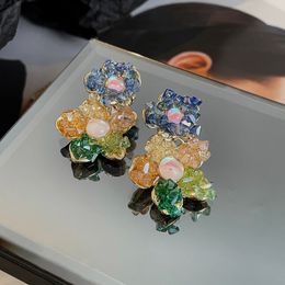 Dangle & Chandelier Statement Crystal Irregular Flower Drop Dangle Earrings For Women 2022 New Personality Pendientes