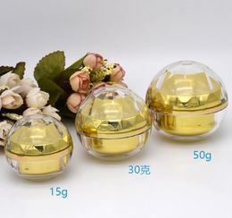 50g shiny silver/gold ball jar Acrylic cream jar for cream/essence/gel/capsule plastic container cosmetic packing