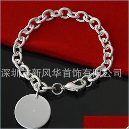 Link Chain 925 Sterling Sier Circle Tag Bracelet Chain Woman Fashion Wedding Engagement Party Jewelry 2698 Q2 Drop Delivery 2021 Brac Dhqoe