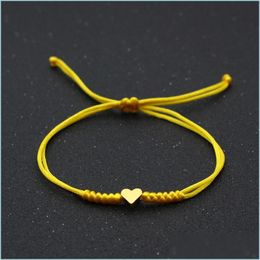 Charm Bracelets Gold Sier Love Heart Charm Bracelet Women Men Lovers Wish Good Lucky Red String Braided Adjustable Couple Bracelets J Dhkru