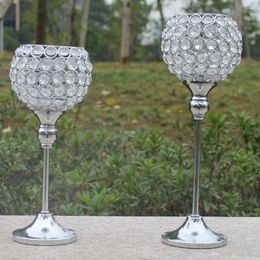 Party Decoration Free Shiping Metal Silver Plated Candle Holder With Crystals. Wedding Candelabra/centerpiece 1 Set 2 Pcs Candlestick