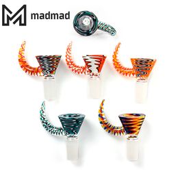 Smoking colored Glass Bowl Herb Holder 14mm Male 31mm Diameter 68mm Height for Glass or Water Pipe Dab Riig Bong