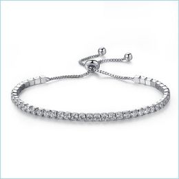 Charm Bracelets Sier Plated Bracelets Fl Diamond Crystal Chain Fit Pandora Rhinestone Bangle Bracelet Women Female Gift Br002 15 T2 D Dhkvz