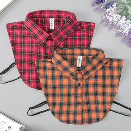 Bow Ties Women Mens Lapel Plaid Fake Collar Ladies Detachable Collars Shirt False Blouse Nep Kraagie