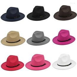 Berets C6UD Retro Tophat Solid Colour Cowboy Hat With Belt Simple Jazz Outdoor For Halloween Xmas Gathering Masquerades Cosplay