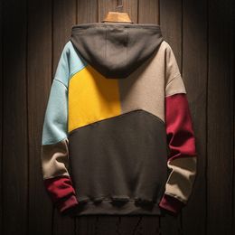 Men's Hoodies Sweatshirts Hoodies Sweatshirts April Hoodie with Fur Plus Size Patchwork Contrasted Color Casual Hooded Shirt Men Pullover Hi