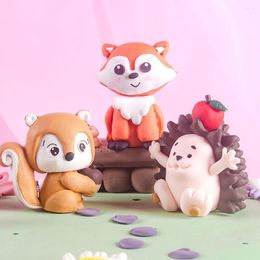 Festive Supplies Woodland Animals Cake Decoration Soft Pottery Squirrel Hedgehog Topper R Jungle Safari Happy Birthday Party Decor Kids