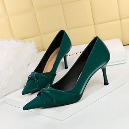 2022 Thin Heel High Heel Shallow Mouth Bowknot Women's Shoes Single Shoes Fashion Sexy Night Club Slim 7cm 10cm with box