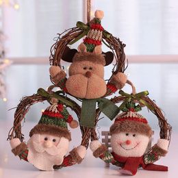 Christmas Decorations Wreath Small Santa Claus Snowman Elk Xmas Pendant Merry Decor For Home 2022 Naviidad Tree Oranments Supply