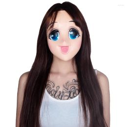 Party Supplies Sexy Big Eyes Loli Latex Mask Anime Cosplay Kigurumi Full Face Cartoon Character Lolita