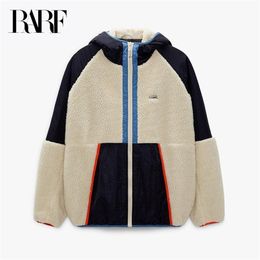 Men's Jackets men's autumn and winter lamb splicing fleece jacket against color loose coat can be made lovers 220915