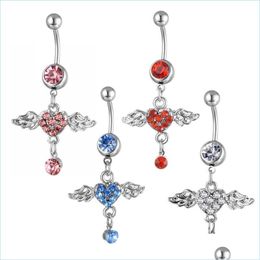 Navel Bell Button Rings D0567-2 4 Colours Pink Nice Style Belly Ring Purple Colour Angel As Imaged Piercing Body Jewlery Navel Jewellery Dh15A