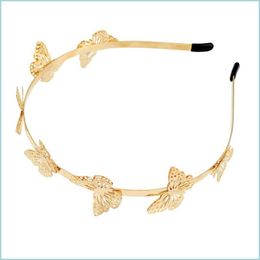 Headbands New Wholesale Price Fashion Simple Gold Plated Butterfly Shape Hairband Hair Jewellery For Girl Accessories 1370 D3 Drop Deli Dh8Ro