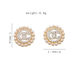 Simple 18K Gold Plated 925 Silver Luxury Brand Designers Letters Stud Geometric Famous Women Round Crystal Rhinestone Pearl Earring Wedding Party Jewerlry 11Style