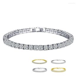 Charm Bracelets 4mm Cubic Zirconia Green Tennis Bracelet Chain For Women Men Gold Silver Colour Hand CZ Homme Jewellery