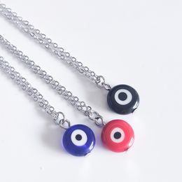 10mm Turkey Evil Eye Necklace For Women Resin Blue Eye Pendant Choker Clavicle Chain Ethnic Lucky Jewellery