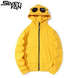 Mens Hoodies Sweatshirts SEVEYFAN Mens Front Pockets Lens Hoodies Letters Embroidery Fleece Sweatshirts Casual Winter Pullover Couples 220915