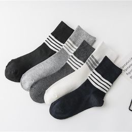 Men's Socks Men Cotton Fashion Hip Hop Man Soild Black White Grey Harajuku Skateboard Colourful Stripe Happy Funny Sokken