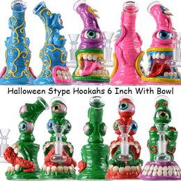 Colourful Halloween Style Hookahs Eyes Teetch Design Unique Glass Bongs Water Bongs Showerhead Perc Percolator Octopus Oil Dab Rigs With Bowl