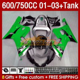 Injection Mould Fairings & Tank For SUZUKI GSXR750 GSXR-750 GSXR600 750CC K1 2001 2002 2003 152No.111 600CC GSXR-600 01-03 GSXR 750 600 CC 01 02 03 OEM Fairing green stock