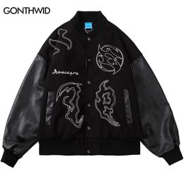 Men's Jackets Mens Patchwork Baseball Hip Hop Varsity Retro Embrodiery Bomber Coats Streetwear Harajuku Casual College Jacket 220915