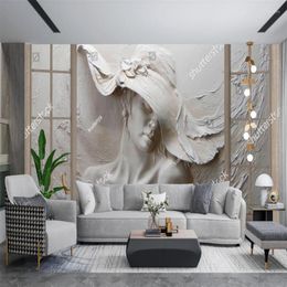 Wallpapers European 3d Grey Angel Goddess Po Wallpaper For Living Room Home Decor Mural Papel De Parede Bedroom