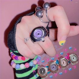 Cluster Rings VIVILADY Punk Hip Hop Simple Changing Color Eye Solid Watch Open Unisex Couple Cool Finger Accessories Party Drop