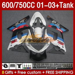 OEM Fairings & Tank For SUZUKI GSXR-750 GSXR600 750CC K1 GSXR750 01 02 03 152No.37 600CC GSXR 750 600 CC 2001 2002 2003 GSXR-600 01-03 Injection Mold Fairing blue stock