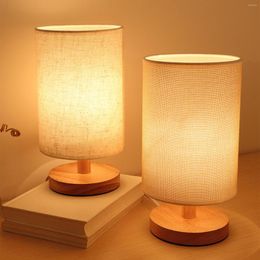 Table Lamps LED Lamp Supply Bedside Light With Cylinder Fabric Shade Household Bedroom Decoration For Office Kids Room