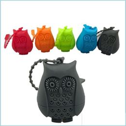 Coffee Tea Tools Creative Owl Tea Strainer Sile Infusers Strainers Herbal Spice Infuser Philtres Diffuser Coffee Tools Drop Delivery Dhs6T
