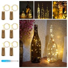 Strings 6 Pcs 2M 20LEDS Wine Bottles String Lights Fairy Decor Micro Copper Wire Mini Lamp Xmas Wedding 2022
