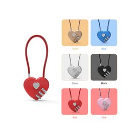 Heart Shape Padlock 3 Dial Digit Password Lock Luggage Password Padlocks Double Mood Love Locks Travel Valentine's Day Gift