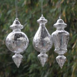 Party Decoration 4pcs/pack Surface Silver Sheet Glass Pendant Christmas Tree Hanging Decorative Handmade Friend Gift