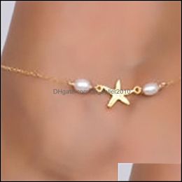 Anklets Starfish Imitation Pearl Anklet Fashion Simplicity Women Gold Anklets Jewelry Gift Beach 1 2Jy Q2 Drop Delivery 2021 Dhseller2 Dhc73