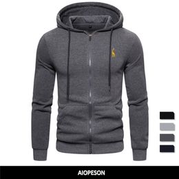 Men's Hoodies Sweatshirts AIOPESON Spring Streetwear Thick Fleece Hoody Men Fashion Brand Cotton Coats 220915