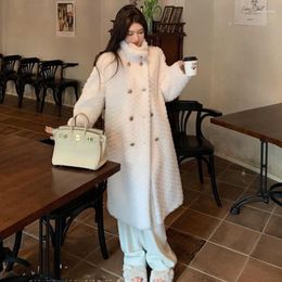 Women's Fur High Quality Lamb Wool Coat Women Winter Thick Warm Casual Loose Jackets Double Breasted Luxurious Fashion Long Overcoat