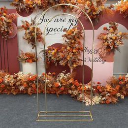 Party Decoration 6.56FT Shiny Gold Wedding Arch Metal Round Arc Background Frame Flower Stand Stage Geometric Ceremony Screen