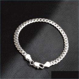 Link Chain 925 Sterling Sier 6Mm Fl Sideways Bracelet For Women Men Chain 20Cm Fashion Wedding Engagement Jewelry 1217 T2 Drop Deliv Dhnyq