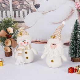 Christmas Plush Santa Claus Snowman Dolls Holiday Ornaments Table Fireplace Home Decoration Xmas Party Gift PHJK2209