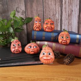 Party Decoration 6pcs Expressive Pumpkin Statue Halloween Pumpkin Freak Layout Props Halloween Garden Pumpkin Freak Statue Decoration Art Prop 220915