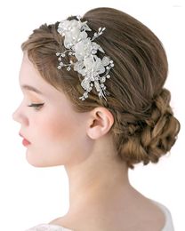 Headpieces ZMHP274 Alloy Leaf Bride Hair Accessories For Women Wedding Pearl And Crystal Vine Organza Flower Headband