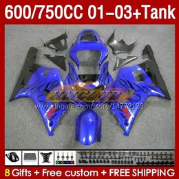 OEM Fairings & Tank For SUZUKI GSXR-750 GSXR600 750CC K1 GSXR750 01 02 03 152No.64 600CC GSXR 750 600 CC 2001 2002 2003 GSXR-600 01-03 Injection Mould Fairing blue glossy