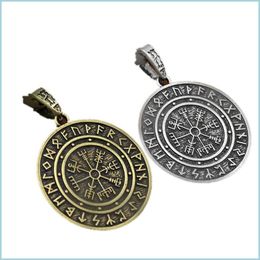 Charms 10Pcs Retro Pirate Odin Rune Compass Charms Pendant Jewellery Diy For Necklace Ancient Sier And Bronze 1371 D3 Drop Delivery 202 Dhzy4