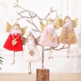 Christmas Decorations Decoration Cute Love Plush Angel Pendant Golden Wings Tree Creative