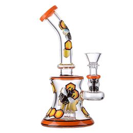 7 Inch Hookahs Bee Style Oil Dab Rigs Heady Glass Bongs Beaker Bongs 5mm Thick Smoking Water Pipes 14mm Female Joint