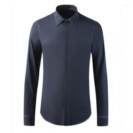 Men's Casual Shirts Minglu Cotton Male High Quality Long Sleeve Contrast Colour String Mens Fashion Slim Fit Party Man 4XL