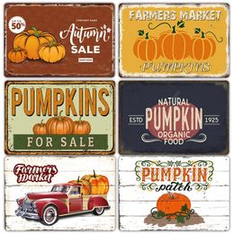 Pumpkin Christmas Tin Sign Metal Painting Vintage Poster Plate Thanks giving Retro Metal Signs Plaque Bar Pub Kitchen Home Decor Halloween Kids Gifts