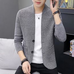 Men's Wool Blends Solid Cardigan Men Clothing Casual Knitted Sweater Coat Male Clothes Autumn Long Sleeve Knitwear Tops Casaco Masculino 220915