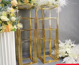 Party Decoration Wedding Props Iron Gilded Box Rack Reception Area Flower Scene Layout Geometric Guide